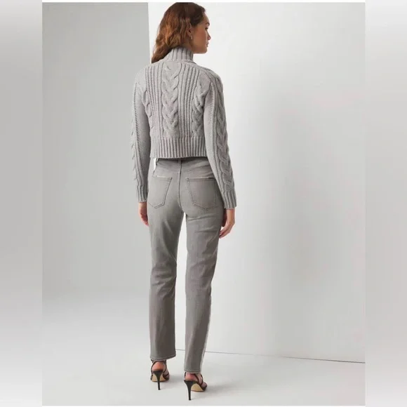 WHBM Gray Jeans with a silver foil side stripes